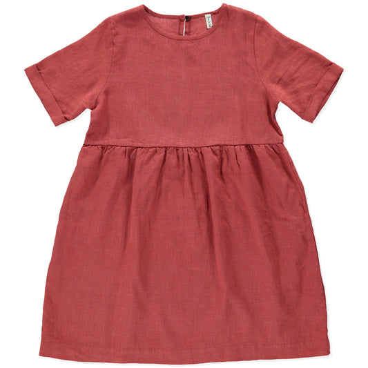 red linen dress