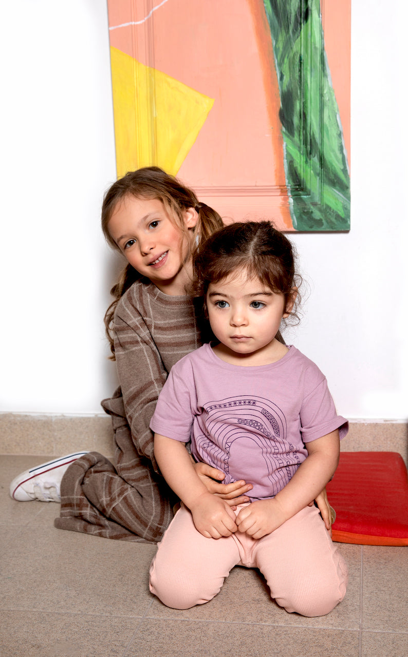 Organic Baby T-Shirt - Purple Rainbow Print